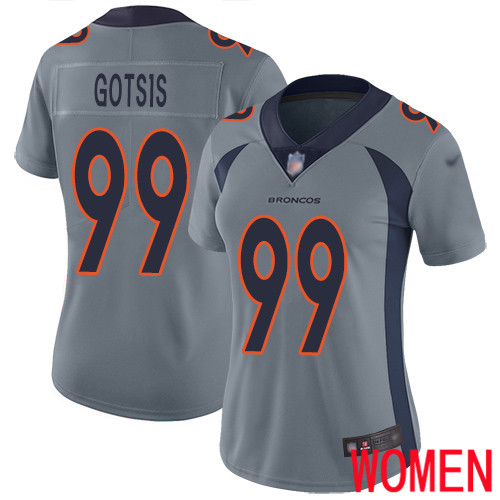 Women Denver Broncos #99 Adam Gotsis Limited Silver Inverted Legend Football NFL Jersey